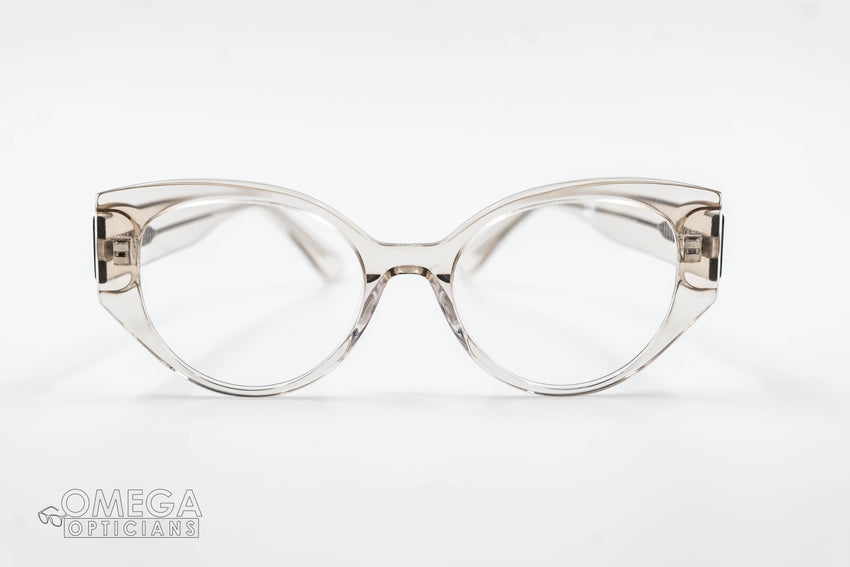 clear, oversized cat-eye