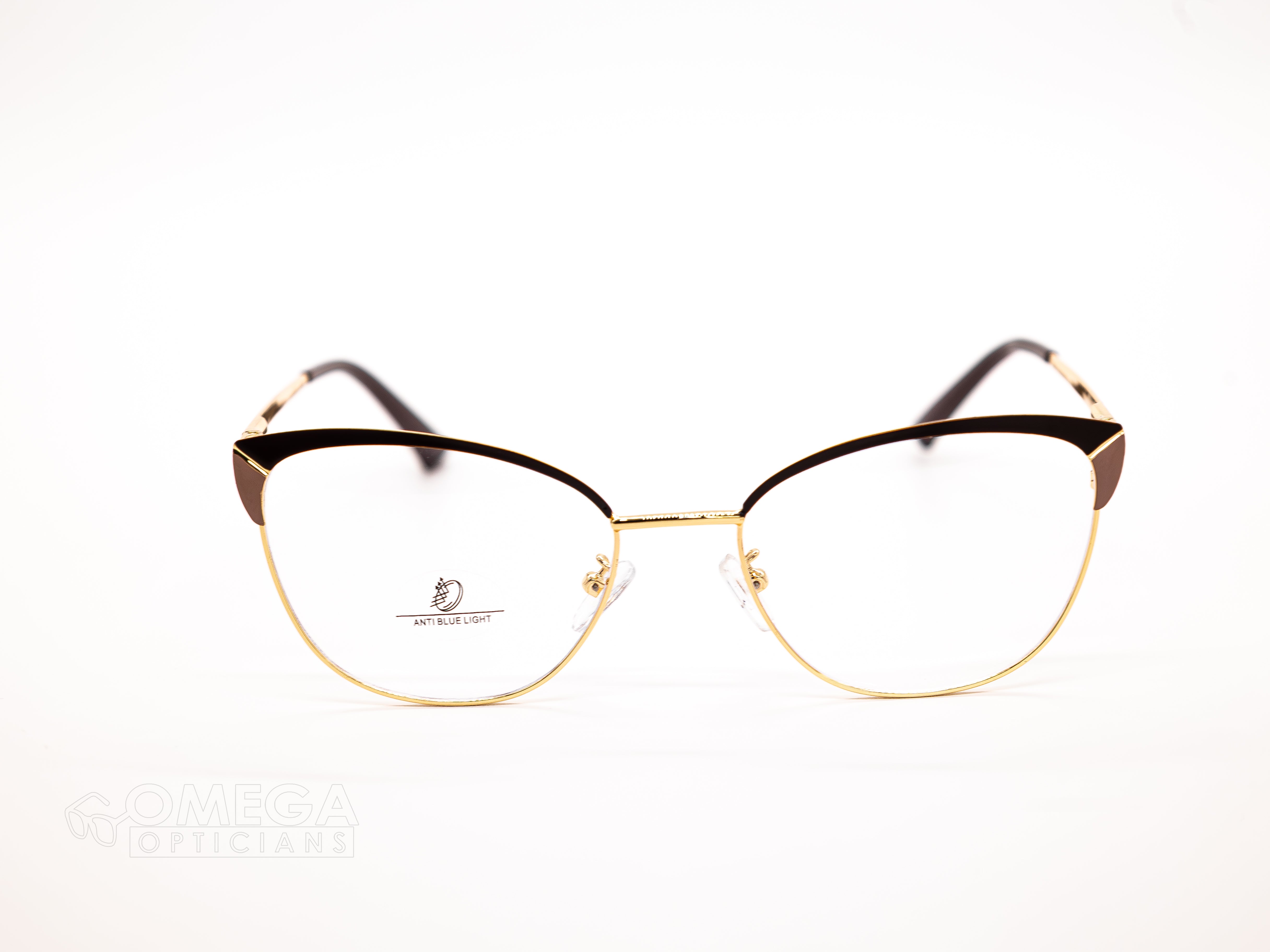 Elegant Gold &amp; Black Cat-Eye Optical Frame