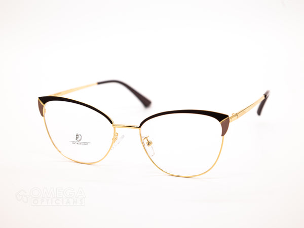 Elegant Gold &amp; Black Cat-Eye Optical Frame