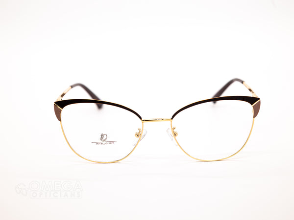Elegant Gold &amp; Black Cat-Eye Optical Frame