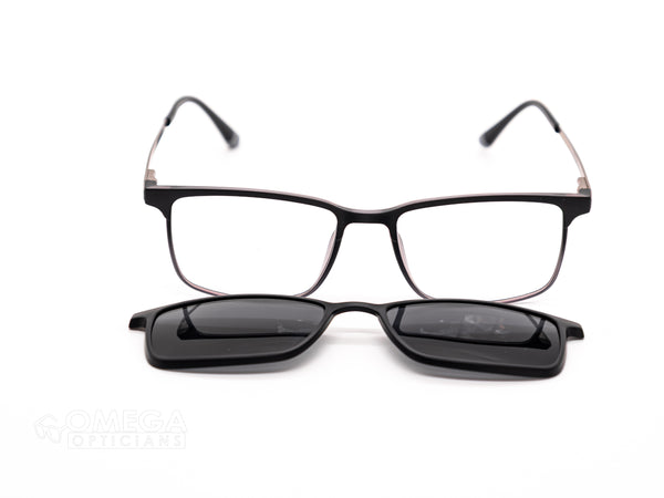 Clip-On Optical Frame with Sunglass Attachment