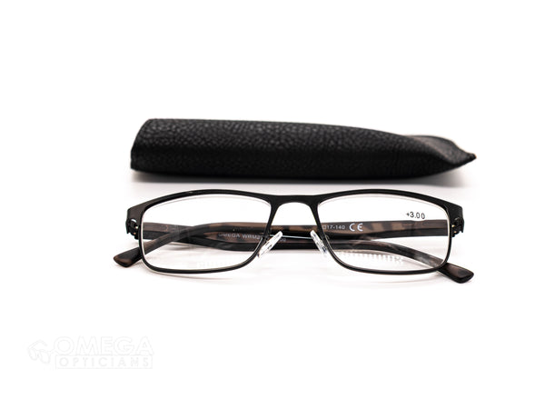 Half-Rim Metal Reading Glasses