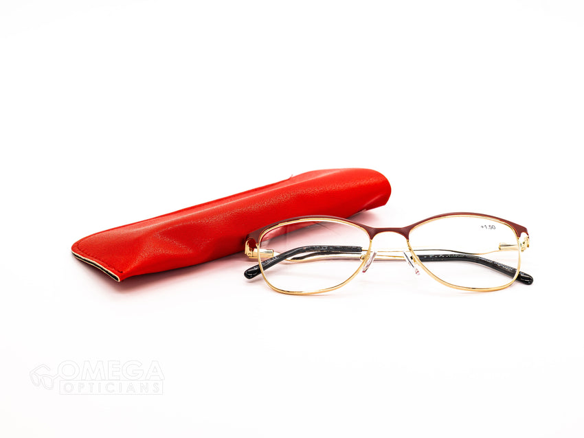 Classic Gold Half-Rim Metal Reading Glasses (+1.50)