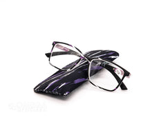 Classic Black & Purple Rectangular Reading Glasses (+2.00)