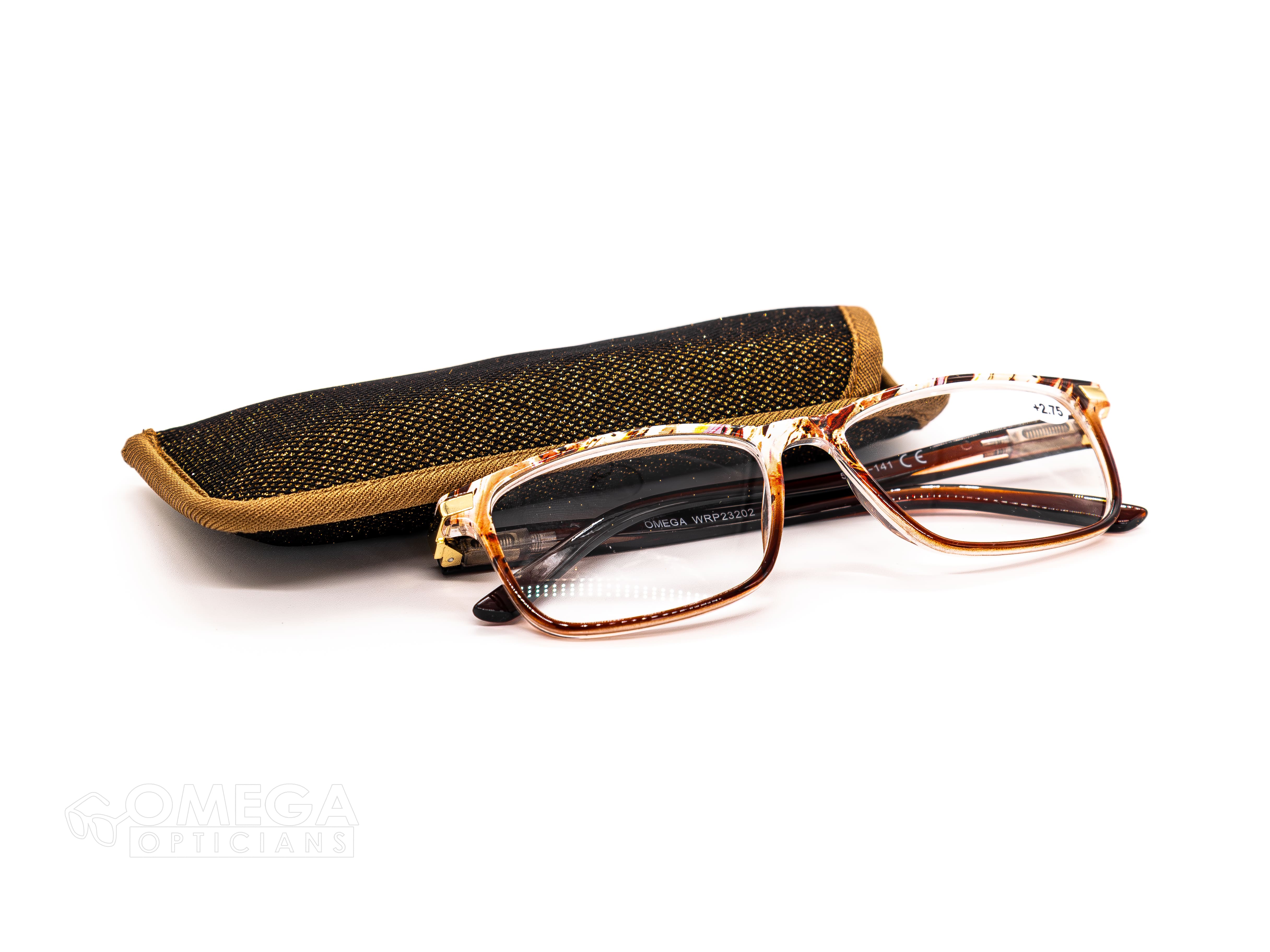 Classic Brown Pattern Rectangular Reading Glasses (+2.75)