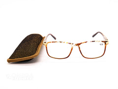 Classic Brown Pattern Rectangular Reading Glasses (+2.75)