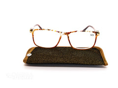Classic Brown Pattern Rectangular Reading Glasses (+2.75)