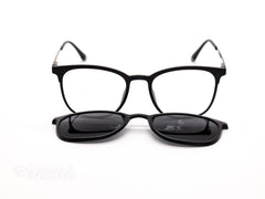 Classic Black Frame with Magnetic Clip-On Sunglasses