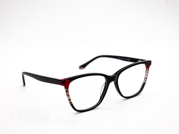 Elegant Black &amp; Red Cat-Eye Optical Frame