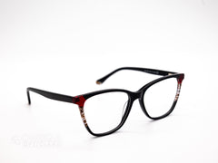 Elegant Black &amp; Red Cat-Eye Optical Frame