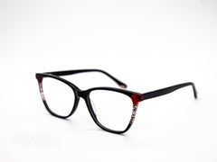 Elegant Black &amp; Red Cat-Eye Optical Frame