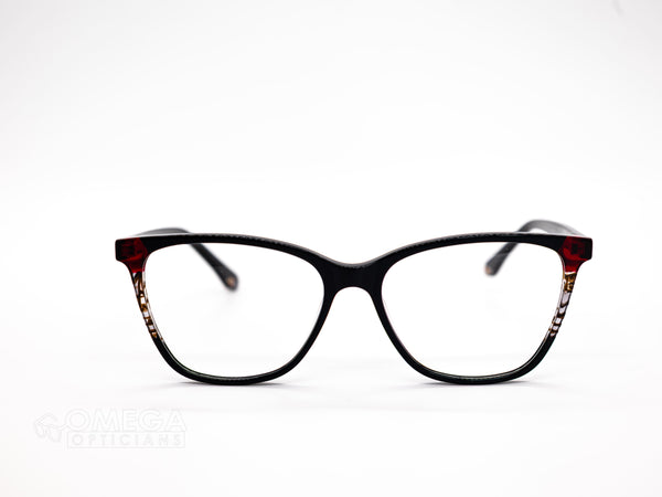 Elegant Black &amp; Red Cat-Eye Optical Frame
