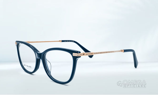 Swarovski Elegant Eyeglass Frame – Midnight Blue with Rose Gold Detail