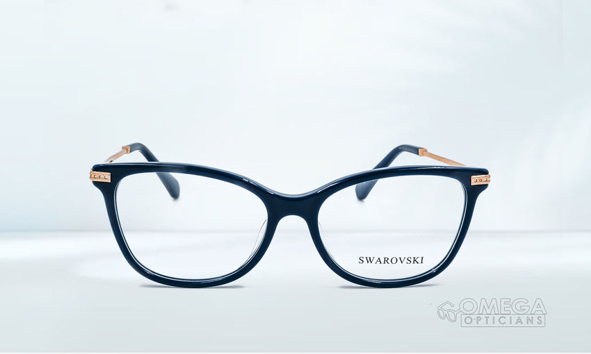 Swarovski Elegant Eyeglass Frame – Midnight Blue with Rose Gold Detail