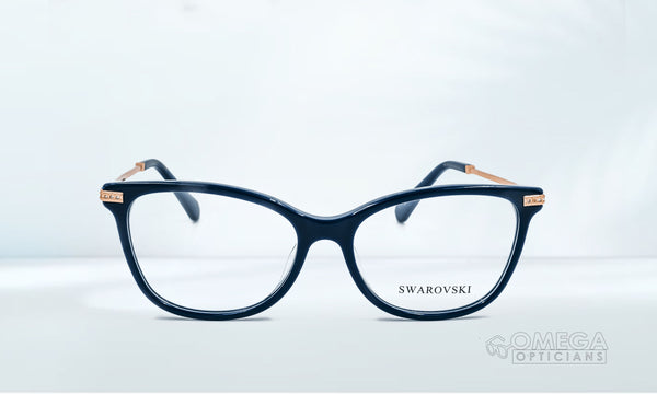Swarovski Elegant Eyeglass Frame – Midnight Blue with Rose Gold Detail